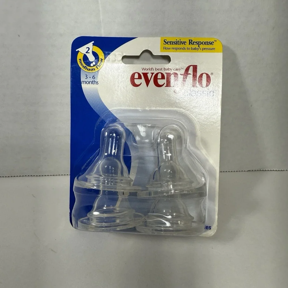 Vtg Evenflo Classic Sensitive Medium Flow #2‎ Orthodontic Bottle Nipples NOS NEW